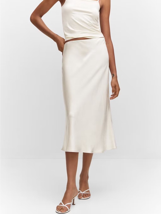 Zara Dresses & Skirts - SATIN EFFECT MIDI SKIRT Cream Ivory ZARA Size S